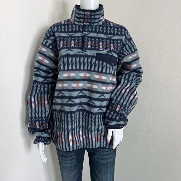 Patagonia Jackets & Blazers - Patagonia Women's Synchilla Fleece Size L Kuta Klash Shadow Blue Aztec Tribal
